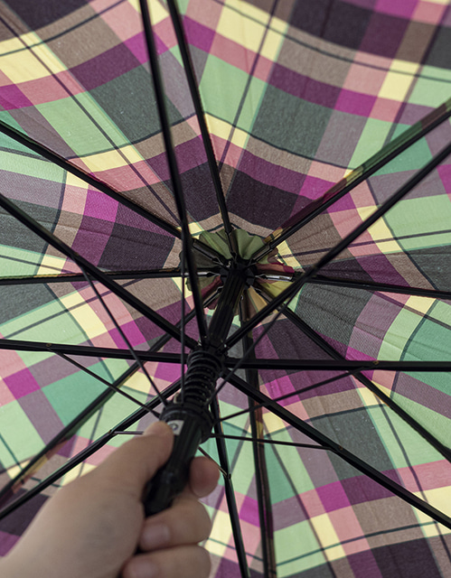 체크 긴 우산